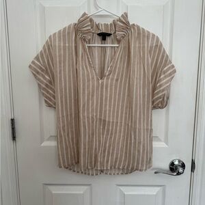 Banana Republic Striped Tan Blouse